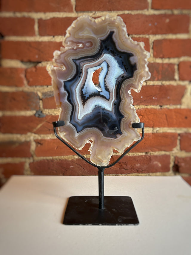 Taupe, Grey + Blue Agate Slice