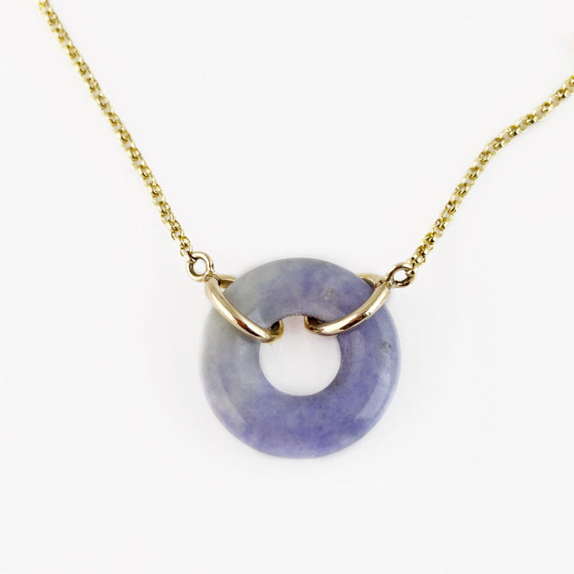 Lavender Jade Circle Pendant Necklace