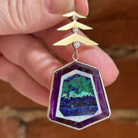 Hexagonal Intarsia Pendant