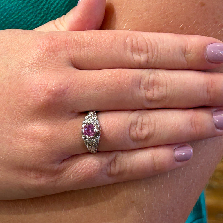 Platinum Pink Sapphire Ring