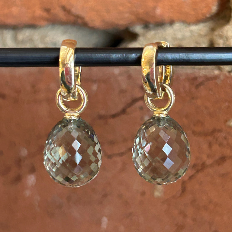 Faceted Green Quartz Drop Earring Charms