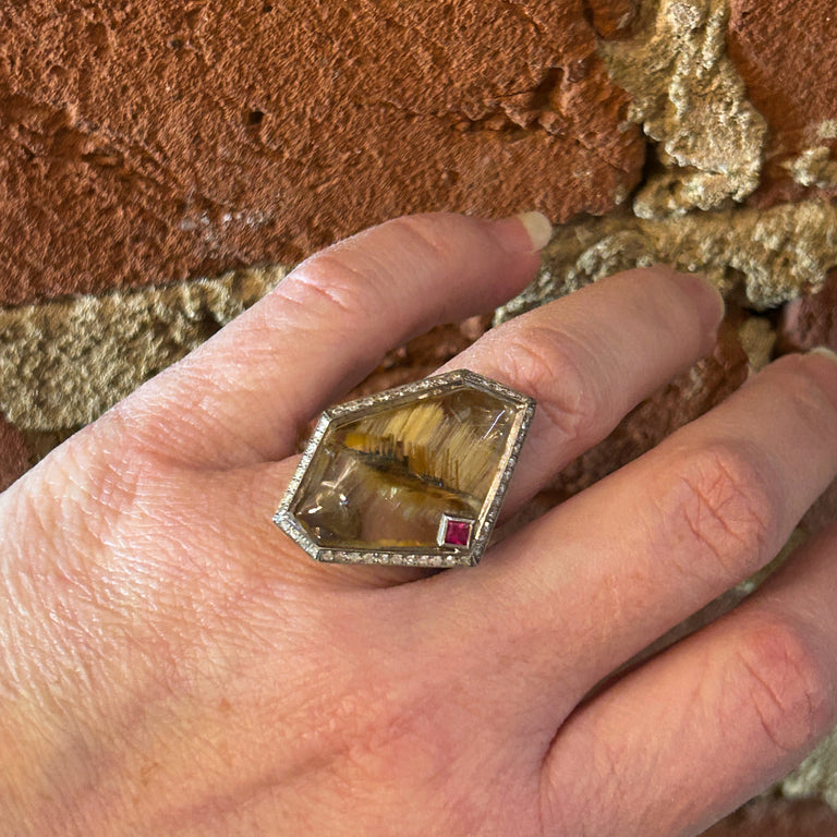 Rutilated Quartz Ring