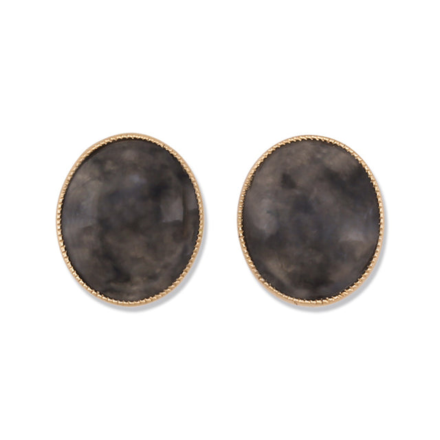 Grey Jade Milgrain Bezel Earrings