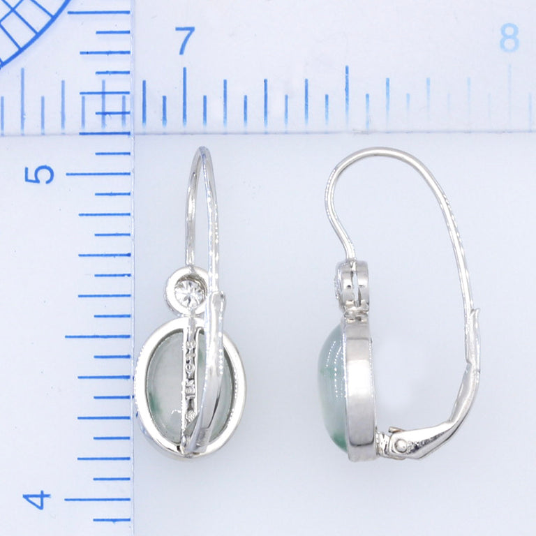 Ice Jade w/Green Spot Earrings