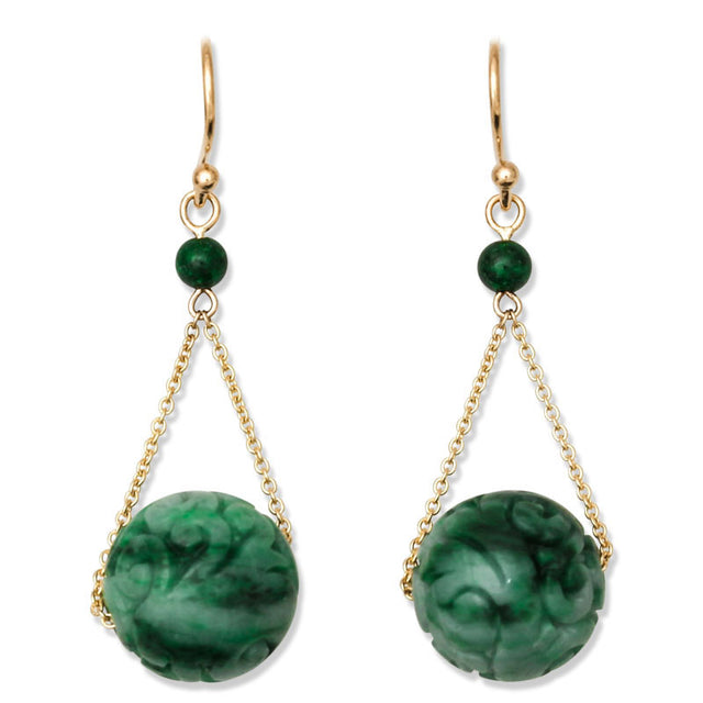 Carved Green Jade Earrings