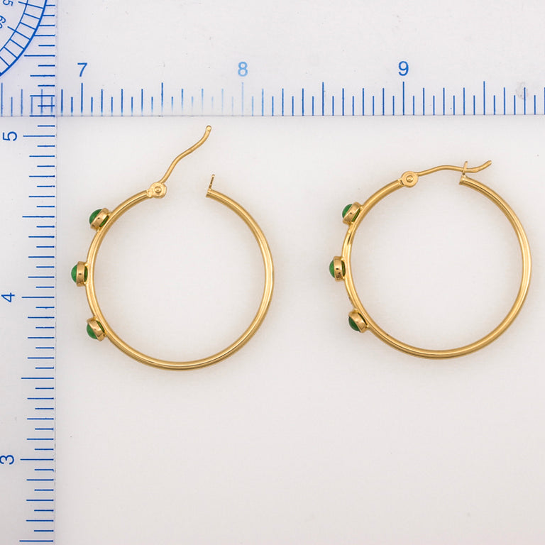 Green Jade Hoops