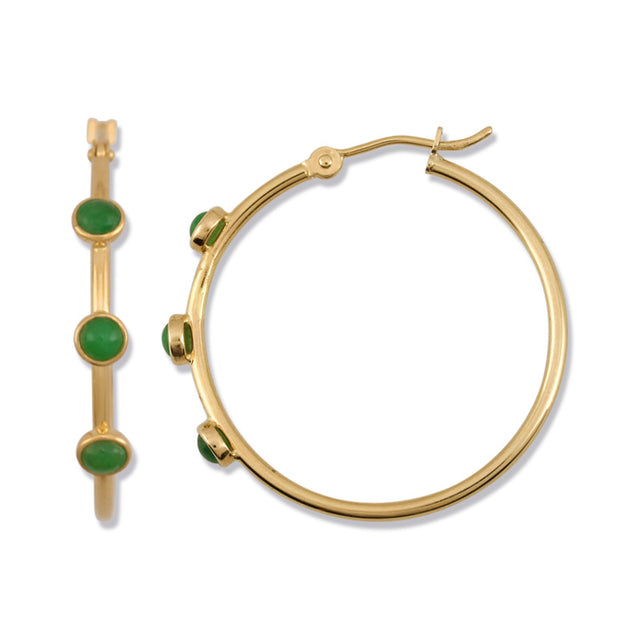 Green Jade Hoops