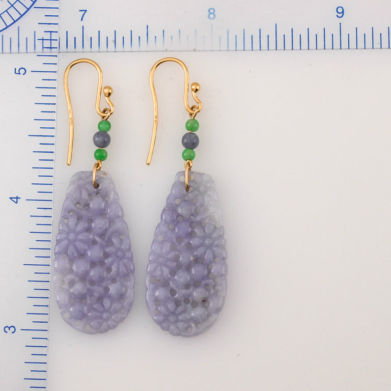Carved Lavender Jade Earrings