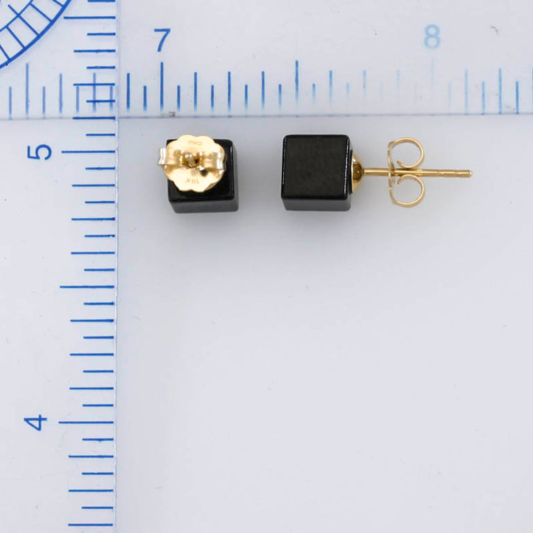Black Jade Cube Studs