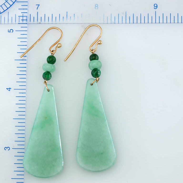 Green Jade Tablet Earrings
