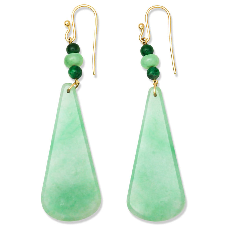 Green Jade Tablet Earrings