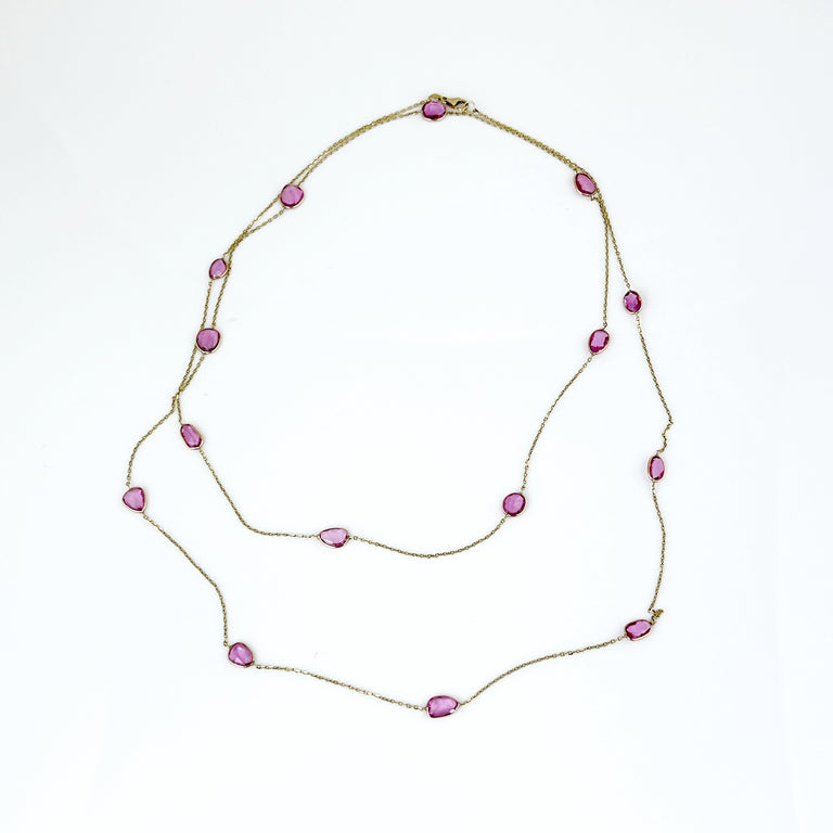 Pink Sapphire Station Necklace