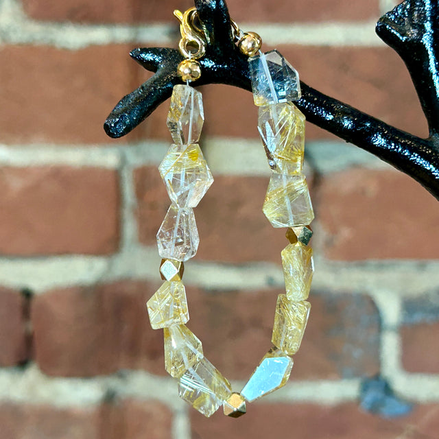 Rutilated Quartz Nugget Bead Bracelet
