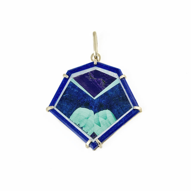 Large Hexagonal Intarsia Pendant