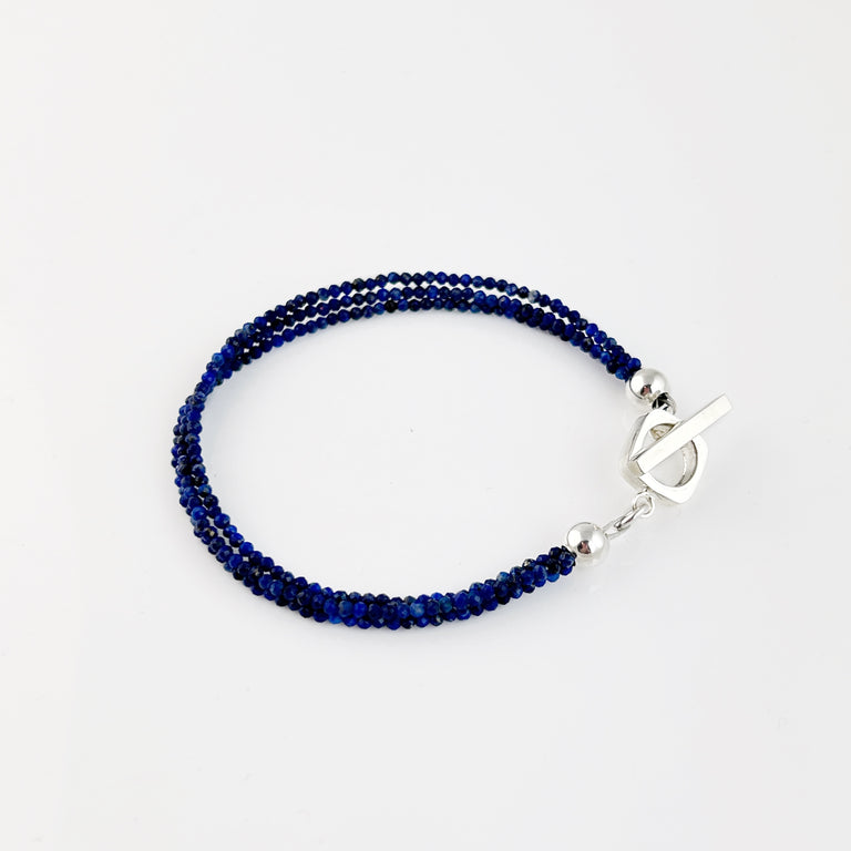 Triple Strand Lapis Lazuli Bead Bracelet