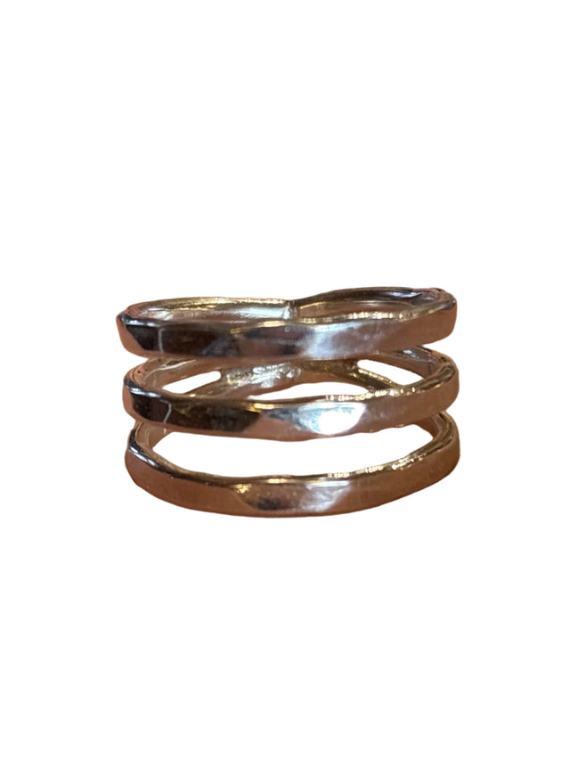 Hammered Three Band Ring