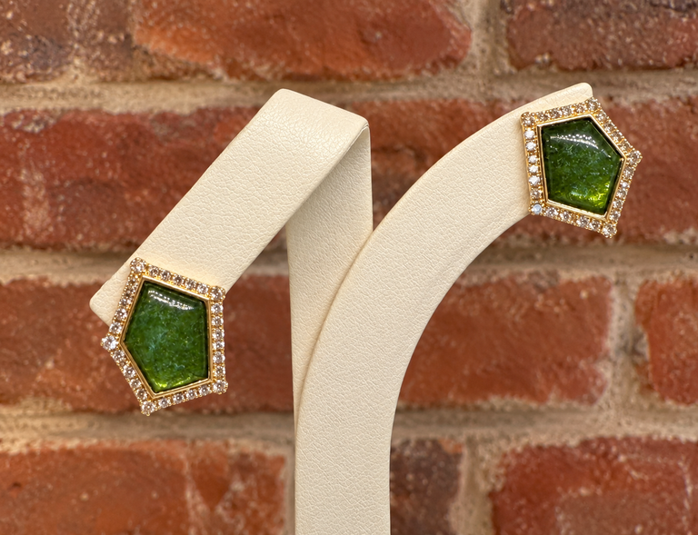 Green Tourmaline Kite Halo Earrings