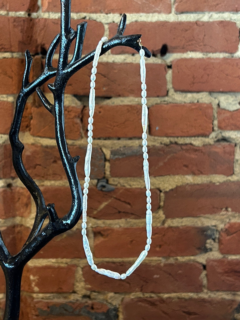 White Freshwater Stick Pearl Necklace