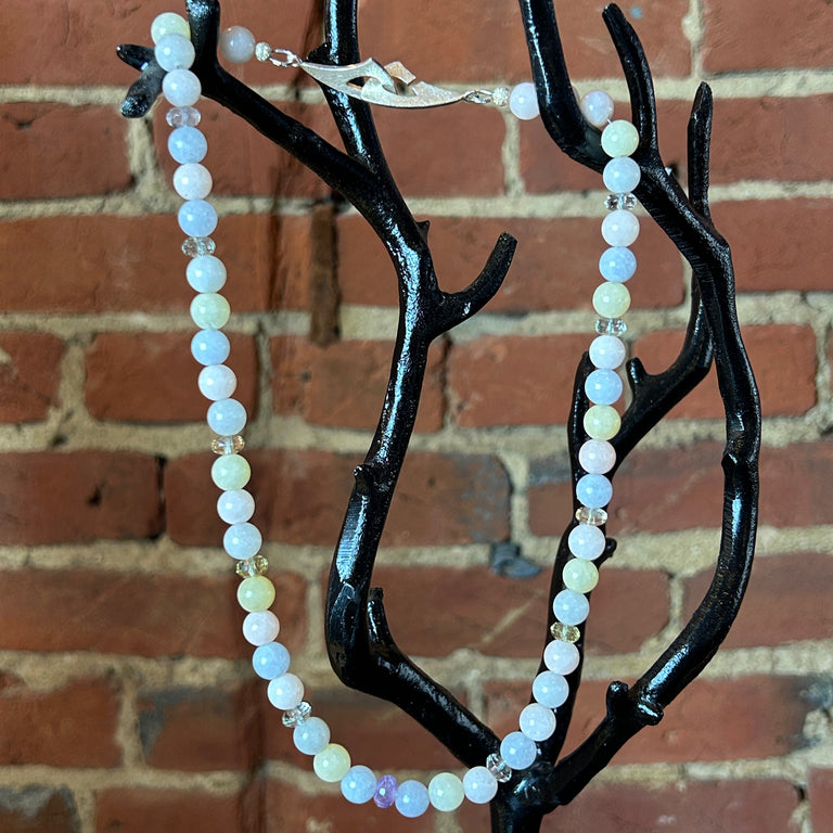 Multicolor Moonstone + Crystal  Bead Necklace