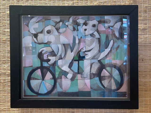 K Swinson "Chip & Dale/Tandem Bike" Framed Giclée Print