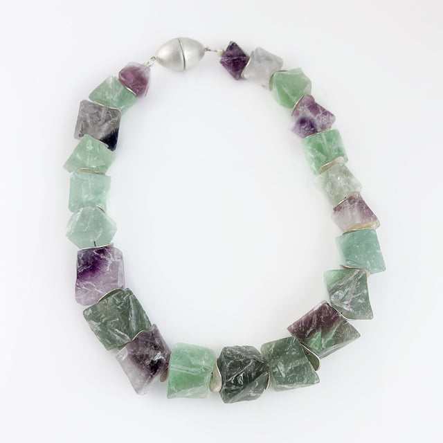 Natural Fluorite Crystal Bead Necklace