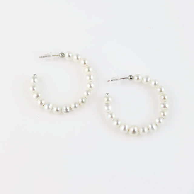 Pearl Demi-Hoop Earrings