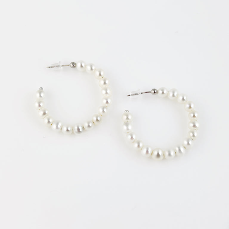 Pearl Demi-Hoop Earrings