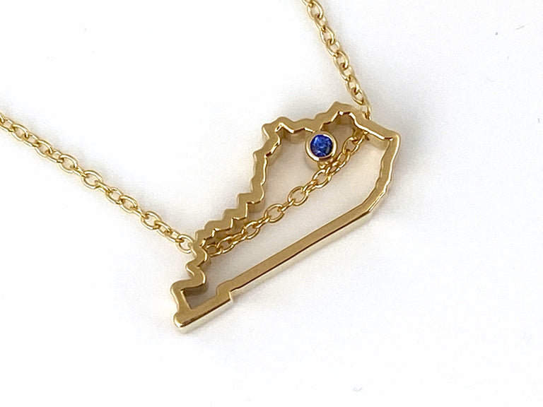 Gold Plated Kentucky Pendant Necklace with Sapphire