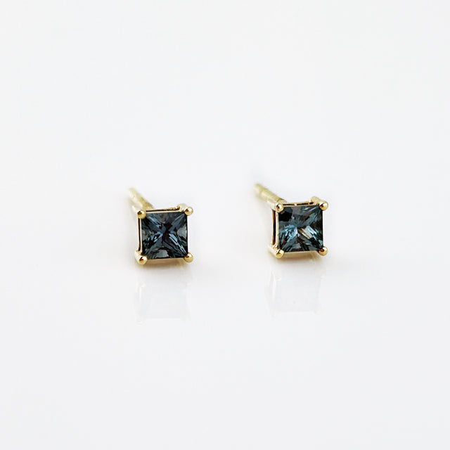 Tiny Blue Green Sapphire Earrings