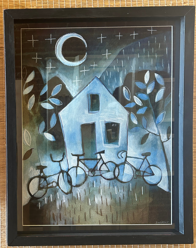 K Swinson "Night Parking/Moon Cycles" Framed Giclée Print