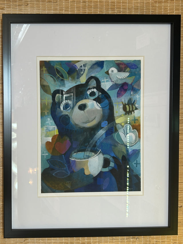 K Swinson "Teacup Bear" Framed Giclée Print