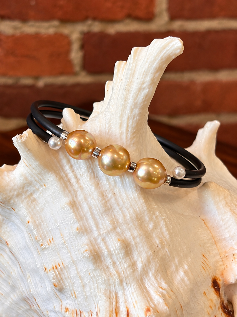 Triple Golden South Sea Pearl Wrap Bracelet