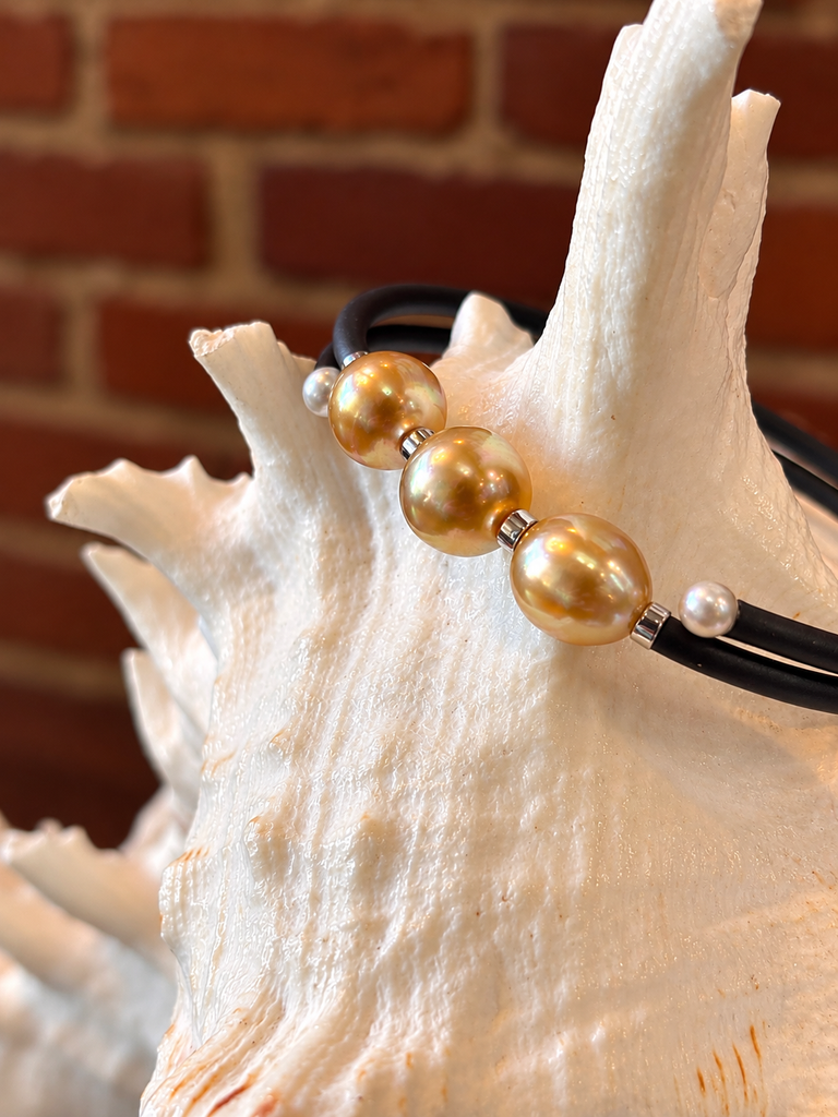 Triple Golden South Sea Pearl Wrap Bracelet