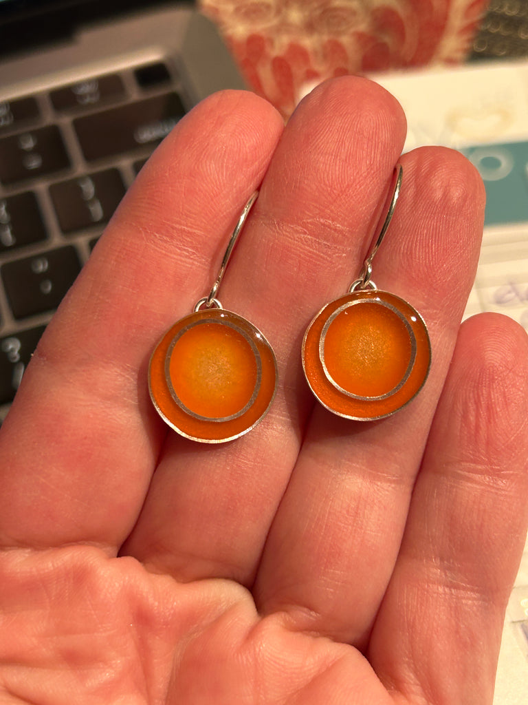 Orange Nesting Circle Earrings
