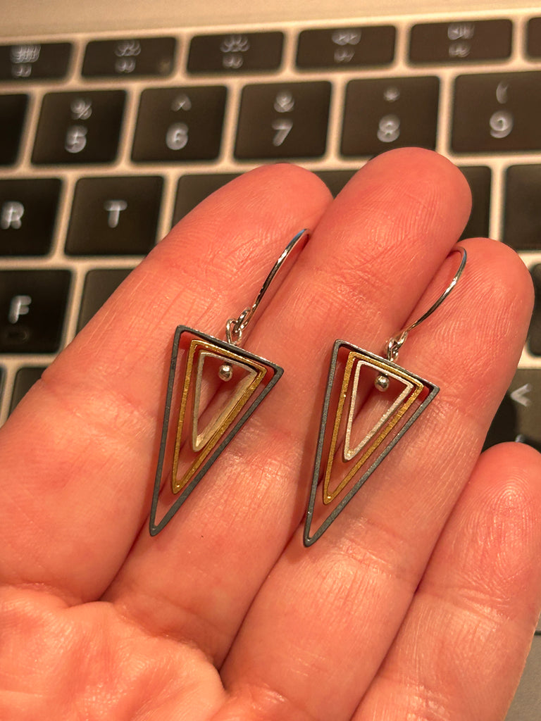 Tri-mix Concentric Mobile Triangle Earrings