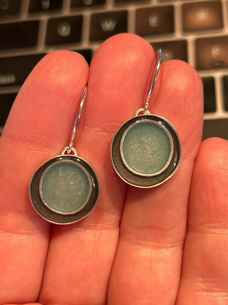 Grey +  Blue Nesting Circle Earrings