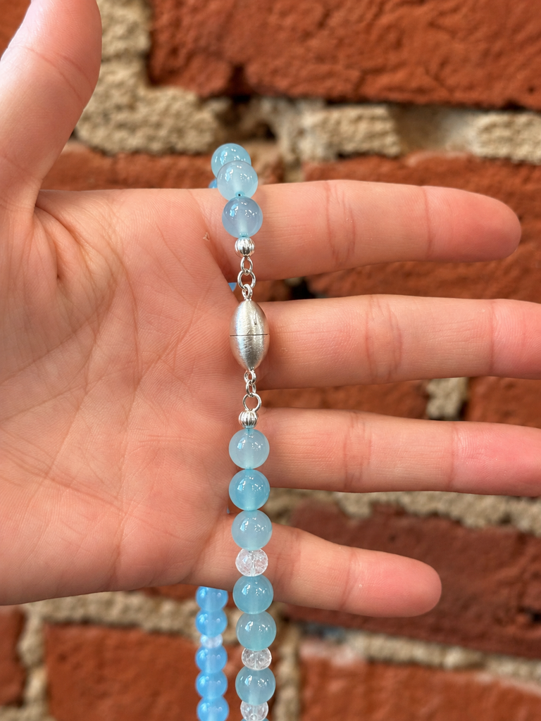 Ocean Chalcedony, Pearl + Moonstone Necklace