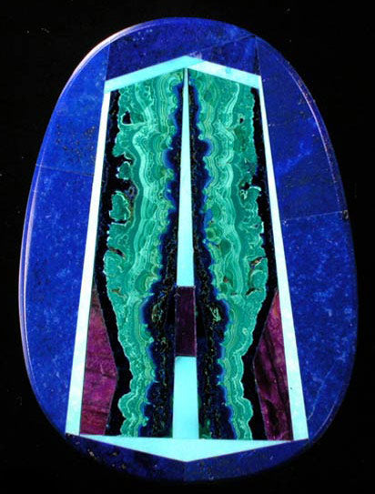 Unset Ovoid Intarsia Pendant