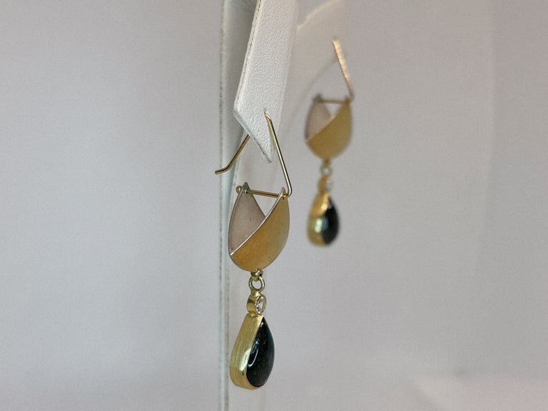 Labradorite + Diamond Fan Drop Earrings