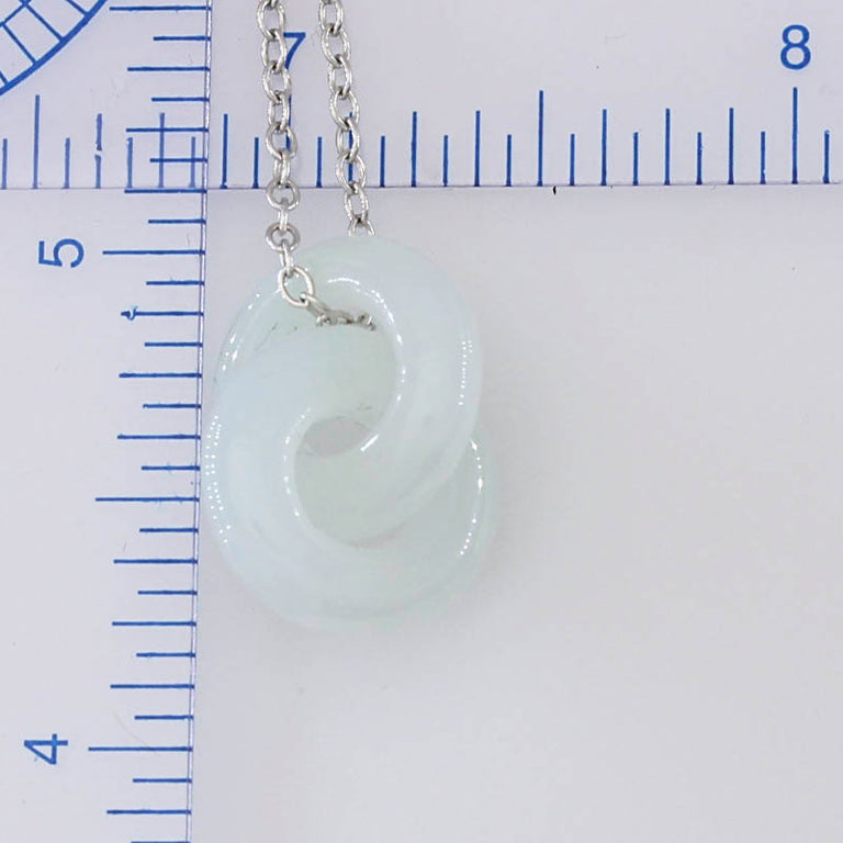 Ice Jade Interlocking Double Ring Pendant Necklace