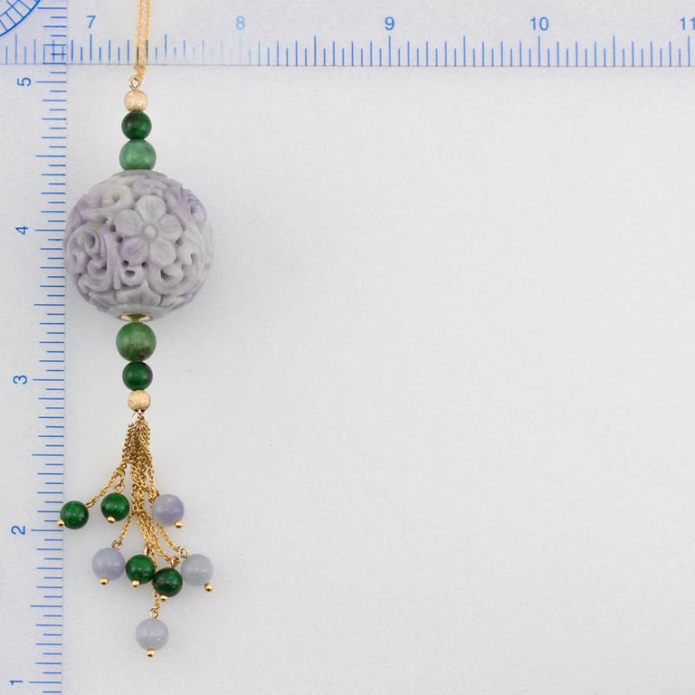 Carved Lavender Jade Necklace