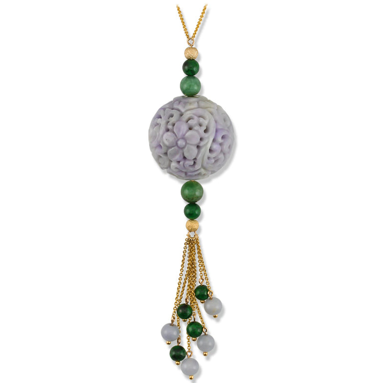 Carved Lavender Jade Necklace