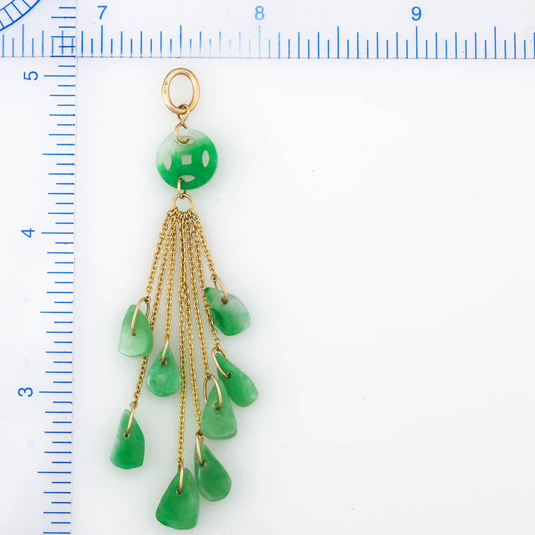 Green Jade 'Coin' and 'Chips' Tassel