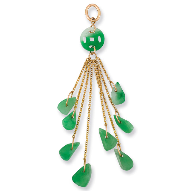 Green Jade 'Coin' and 'Chips' Tassel