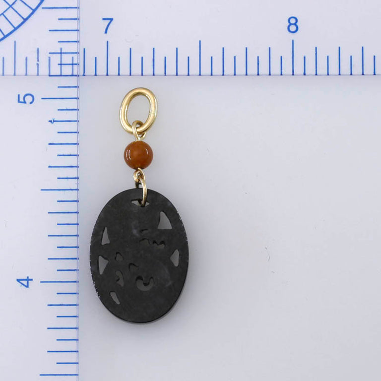 Dark Grey Jade Dragon Pendant