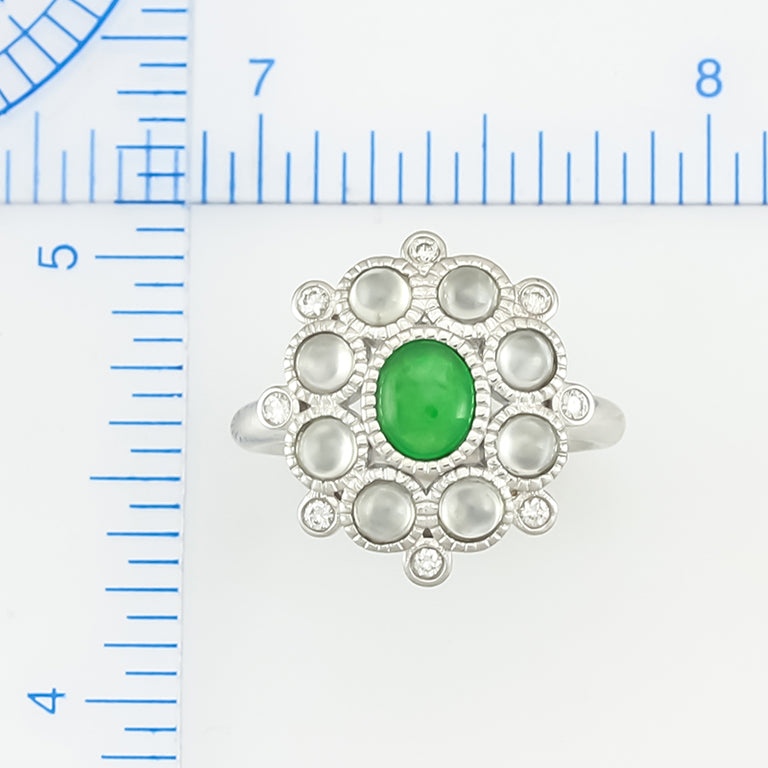 Green & Ice Jade Ring