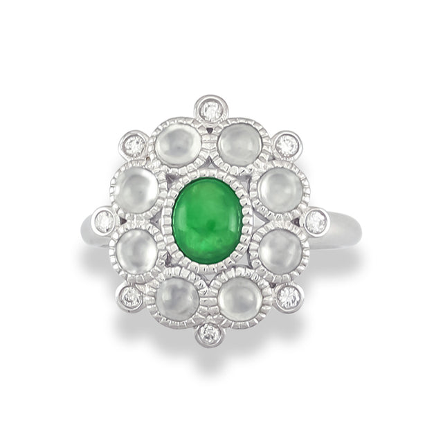 Green & Ice Jade Ring