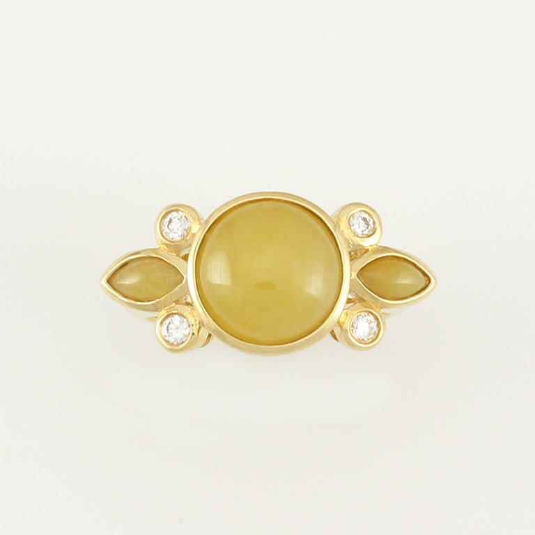 Yellow Jade & Diamond Ring