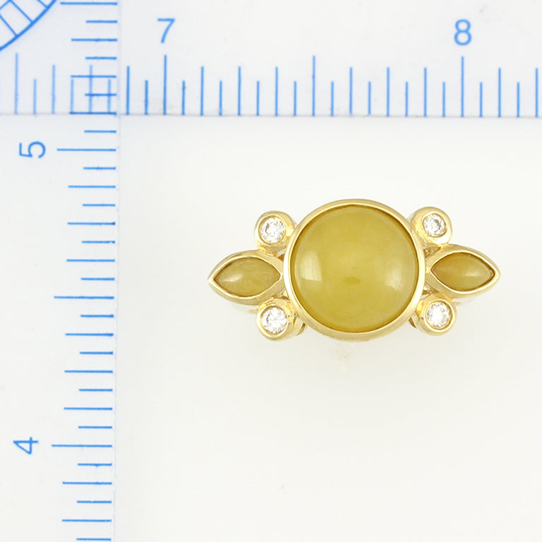 Yellow Jade & Diamond Ring