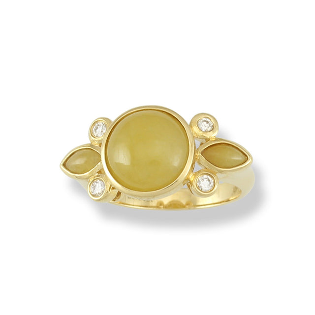 Yellow Jade & Diamond Ring